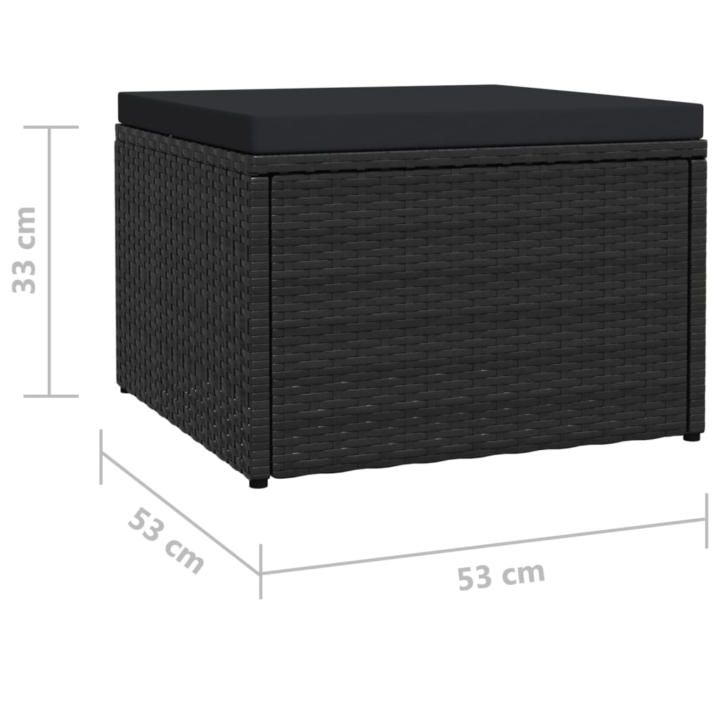 Outdoor-Fußhocker mit Kissen Grau Polyrattan