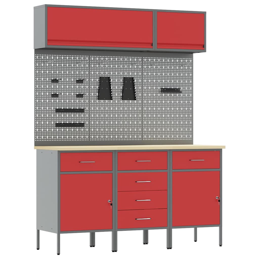Arbeitsschrankset mit Schubladen mit Regal 8 pcs Grau