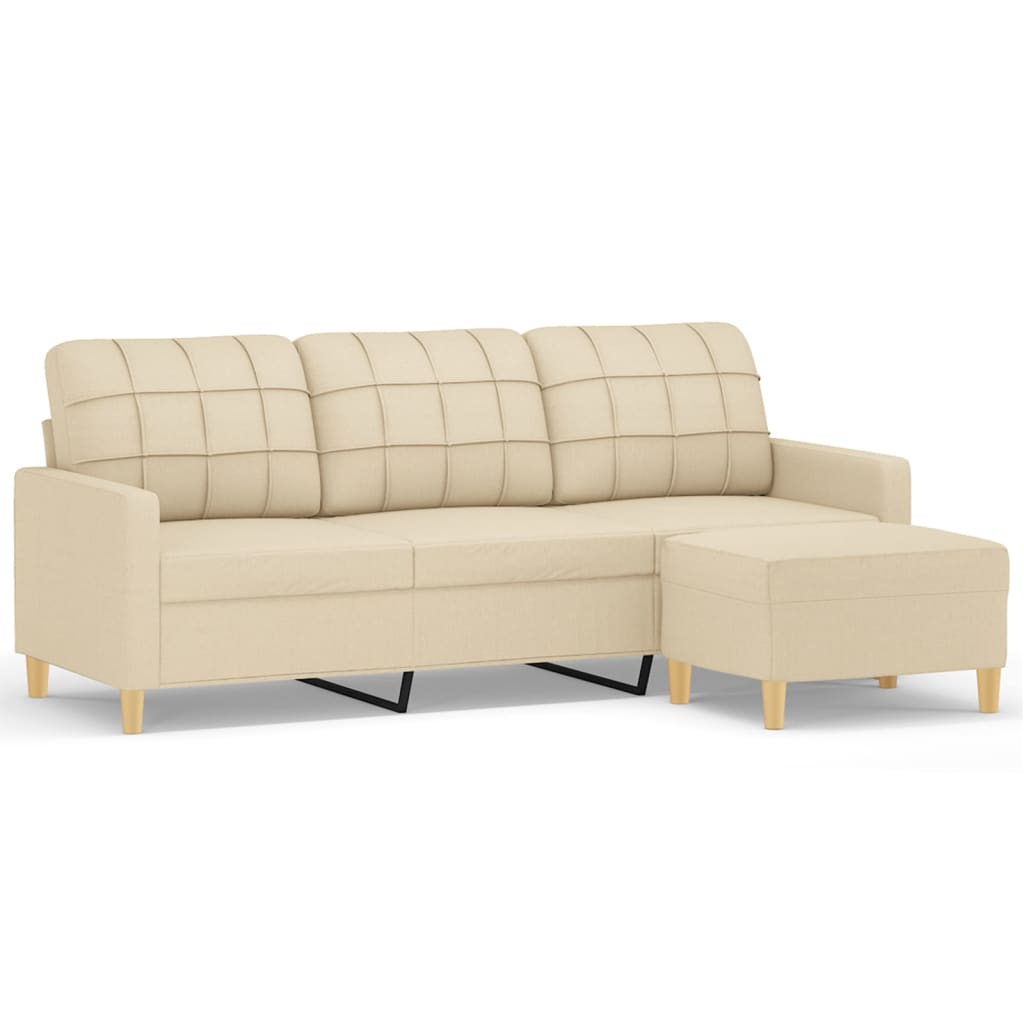 3-Sitzer-Sofa mit Hocker Taupe 180 cm Stoff