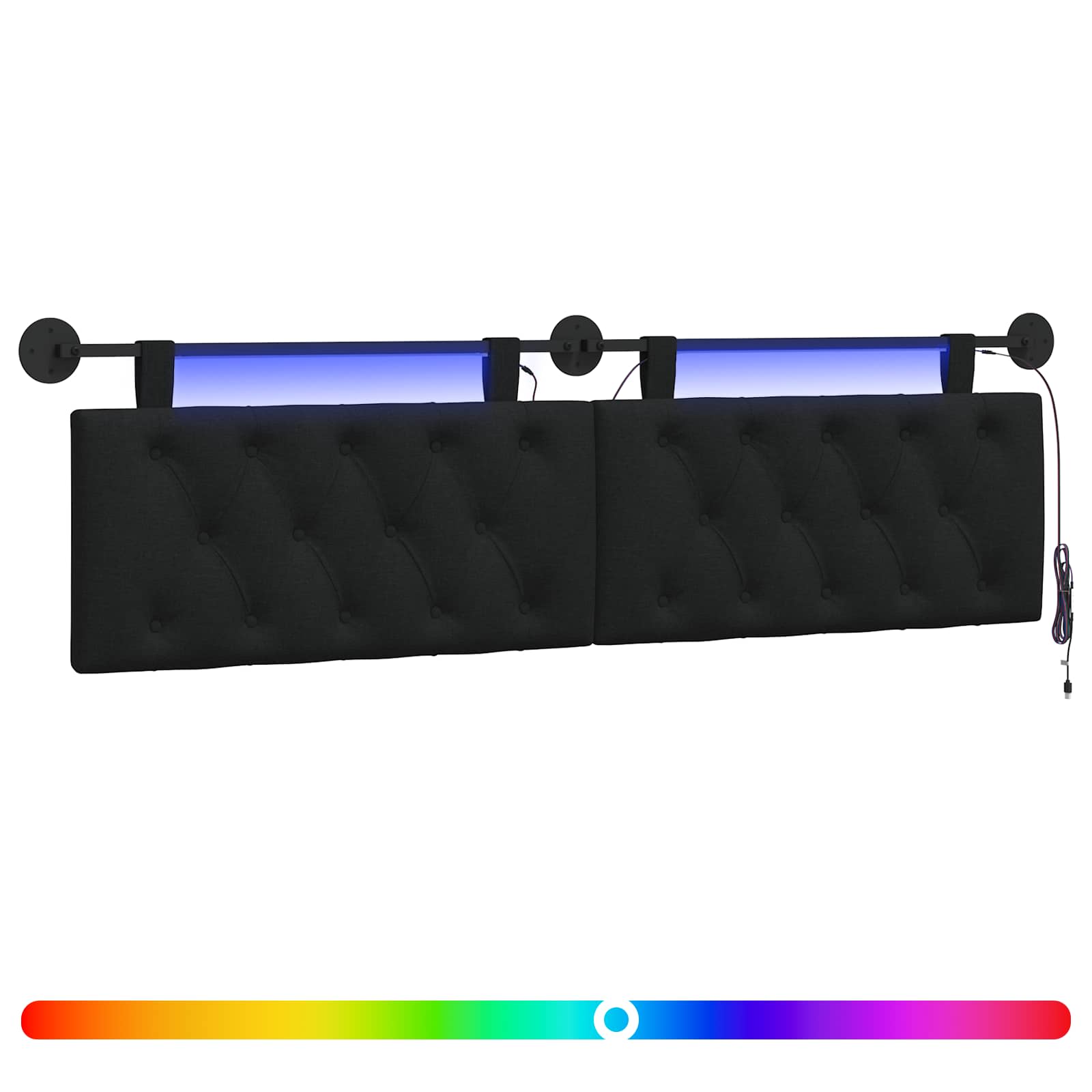 Hängendes Kopfteil Mit LED Licht Wolkengrau Stoff