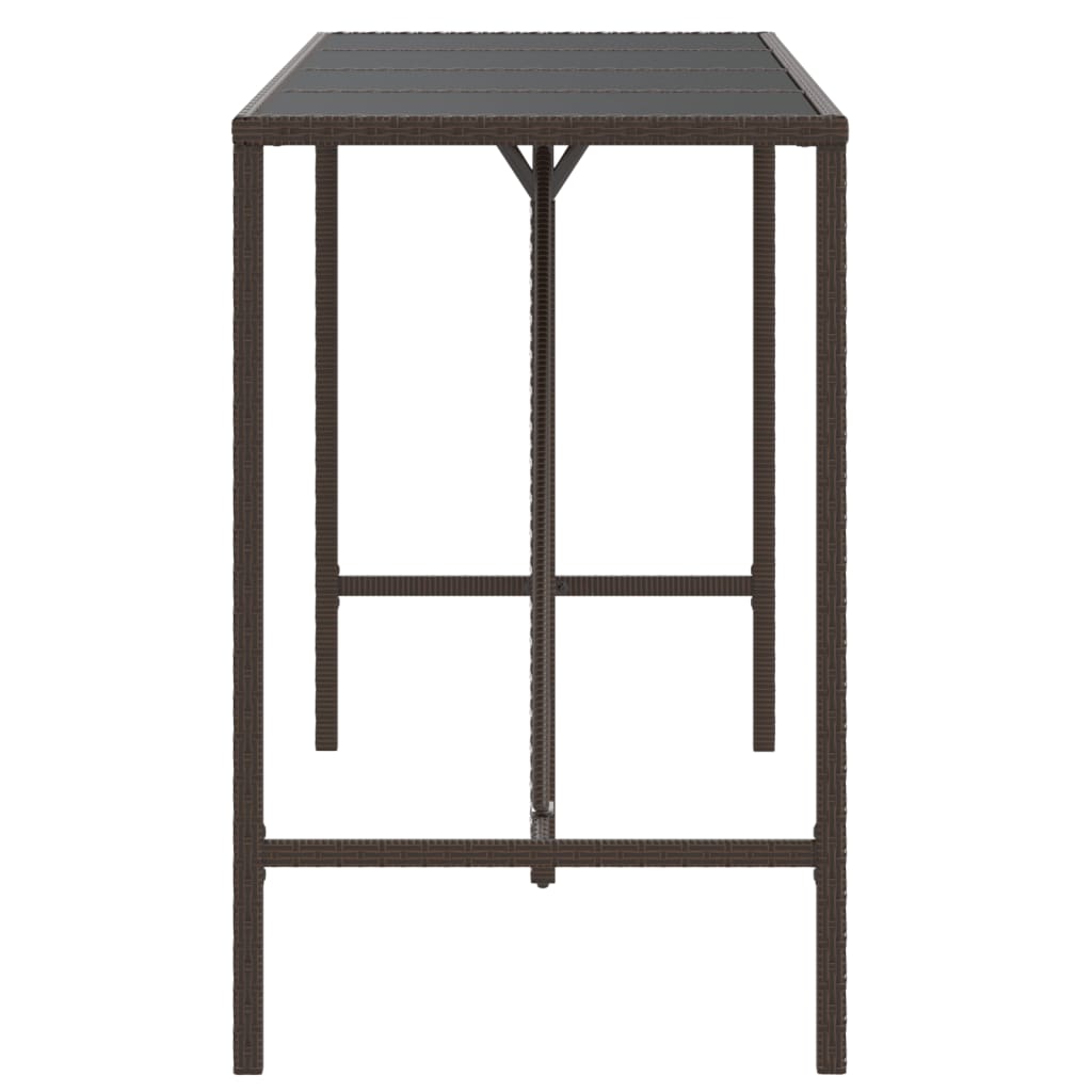 Bartisch mit Glasplatte Schwarz 110x70x110 cm Poly Rattan