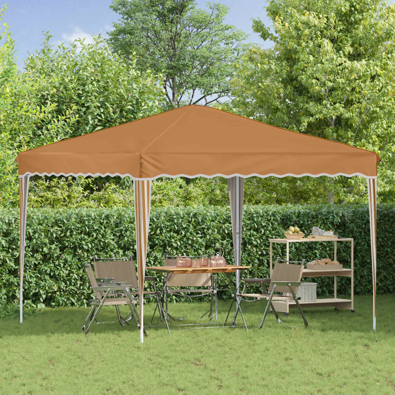 Pop-up Partyzelt 288 x 288 x 245 cm Creme Oxford-Stoff