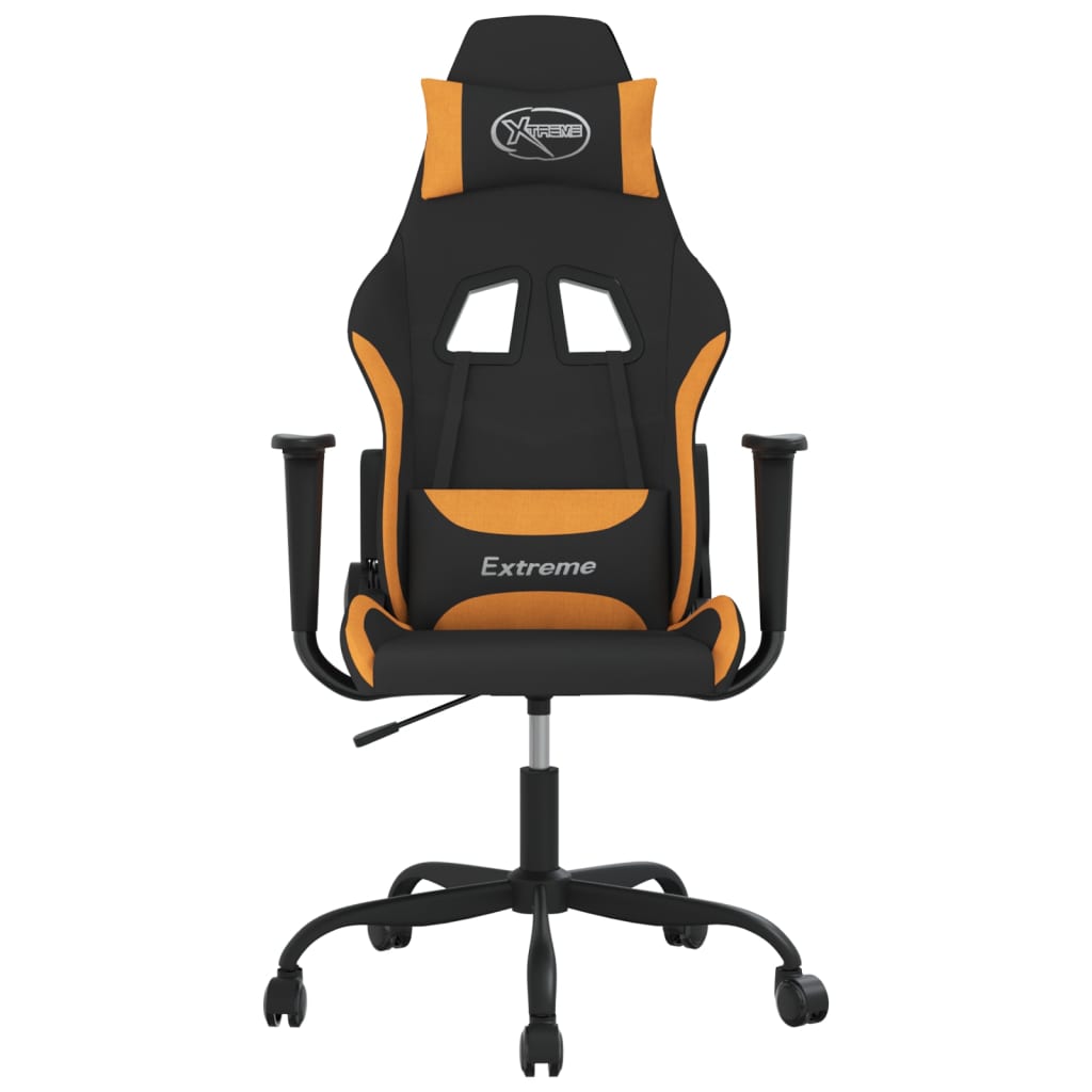 Gaming-Stuhl mit Massagefunktion Schwarz und Creme Stoff