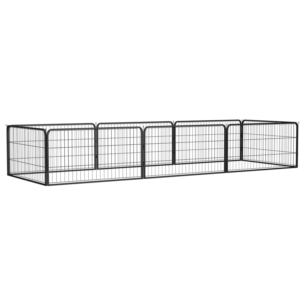 4-tlg. Hundelaufstall Schwarz 100x50cm Stahl Pulverbeschichtung