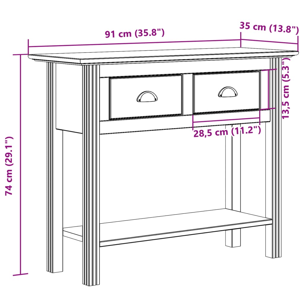 Konsolentisch BODO Honigbraun 91 x 34,7 x 74 cm Holzwerkstoff