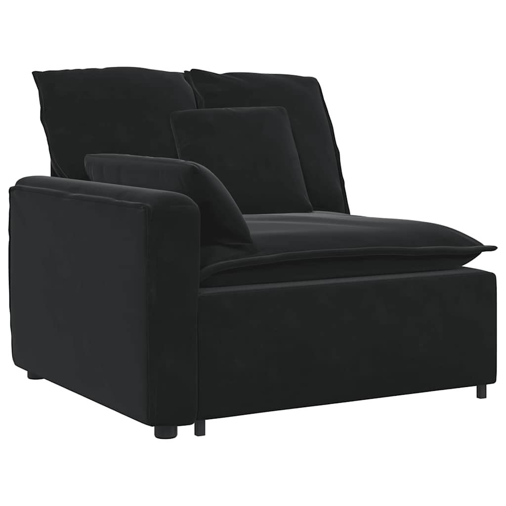 Modulares Sofa mit Fußhocker Kissen Samt Blau