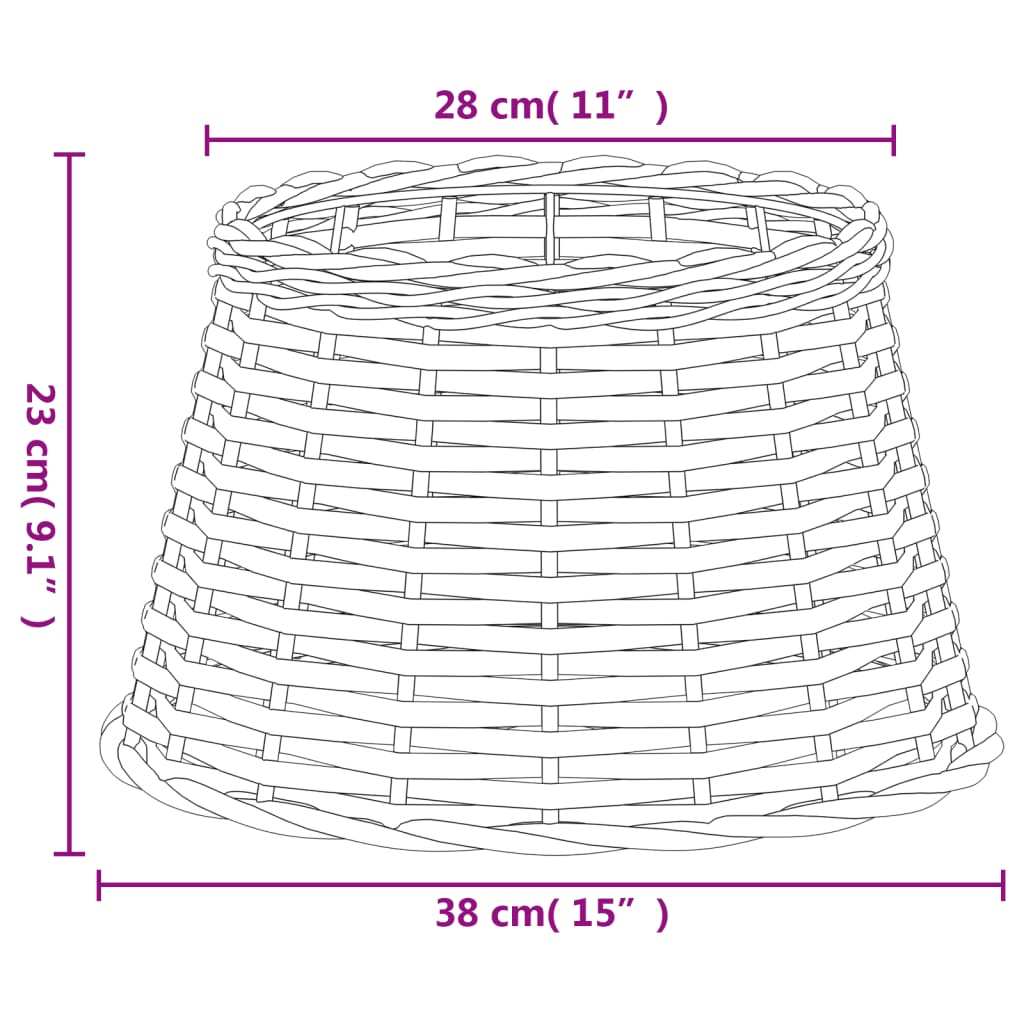 Lampenschirm Weiß Ø15x12 cm Korbweide