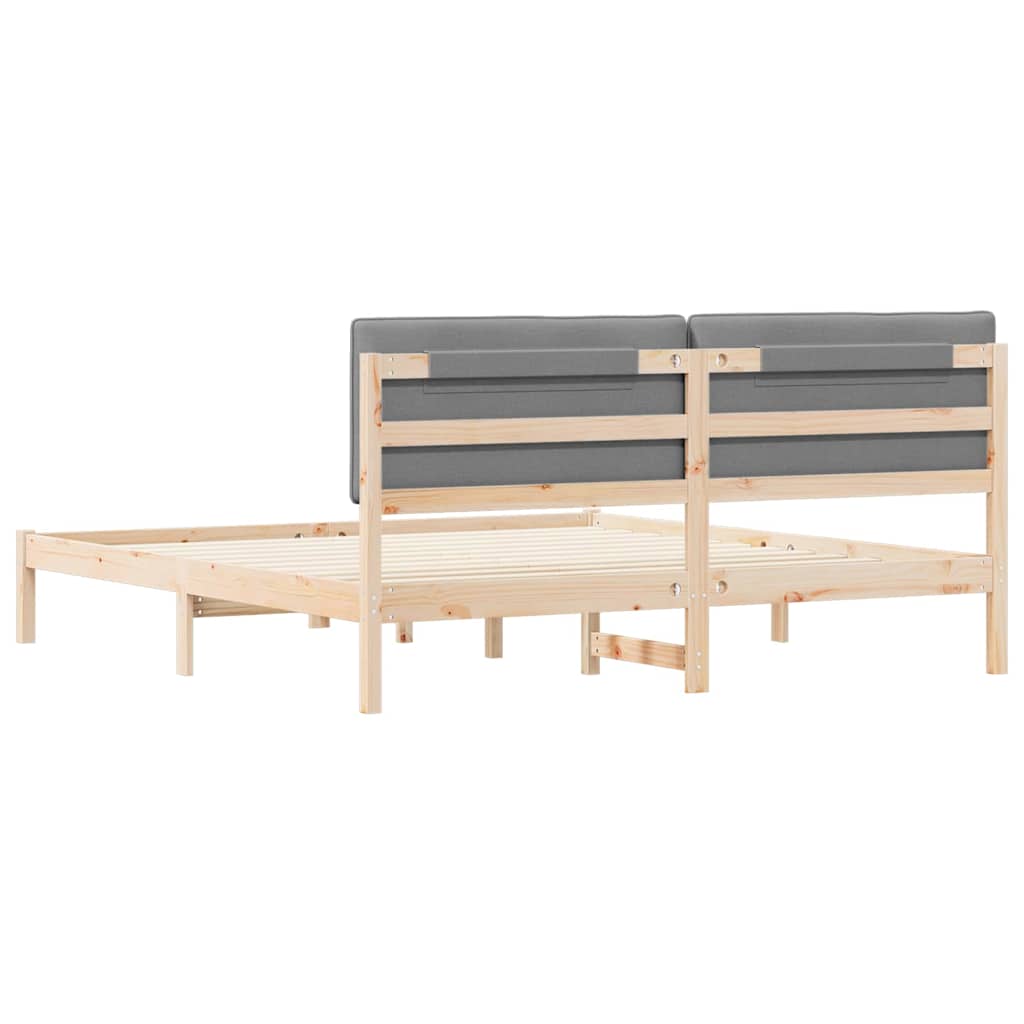 Bettgestell mit gepolstertem Kopfteil Hellgrau 200 x 200 cm