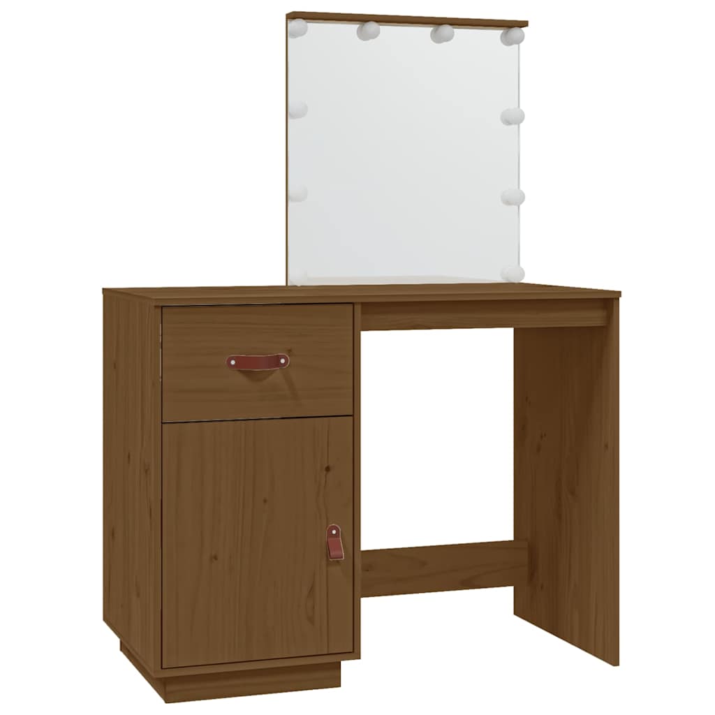 Schminktisch mit LED 95x50x133,5 cm Massivholz Kiefer