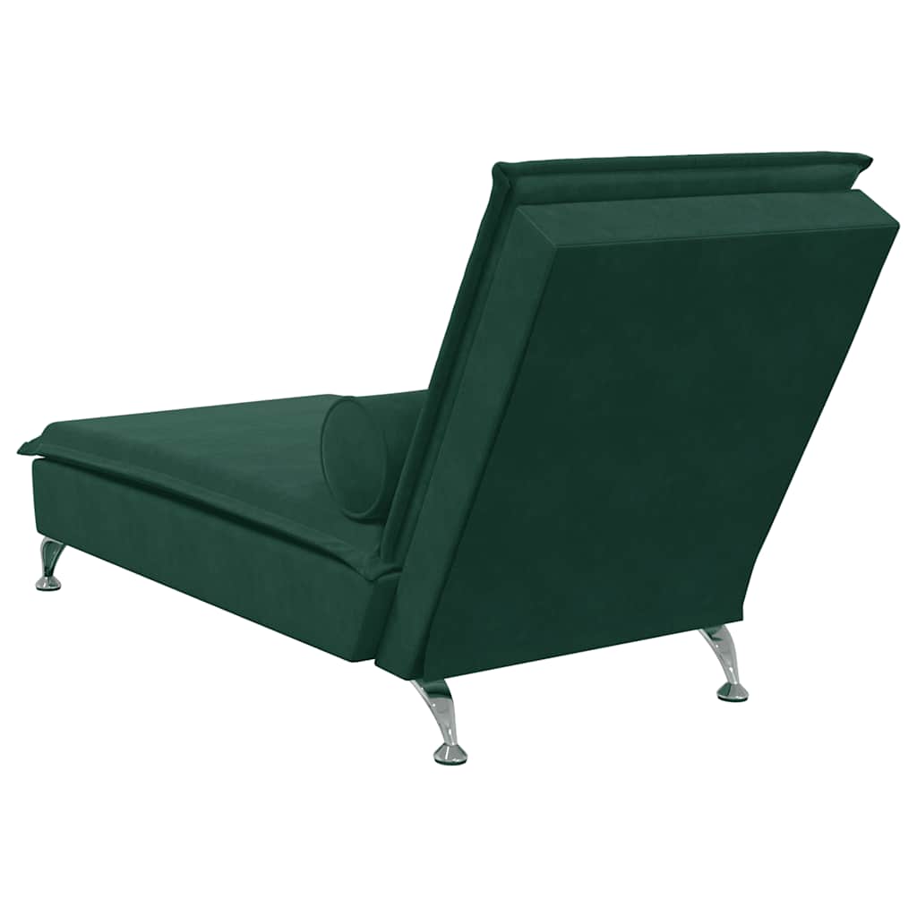 Massage-Chaiselongue mit Nackenrolle Hellgrau Samt