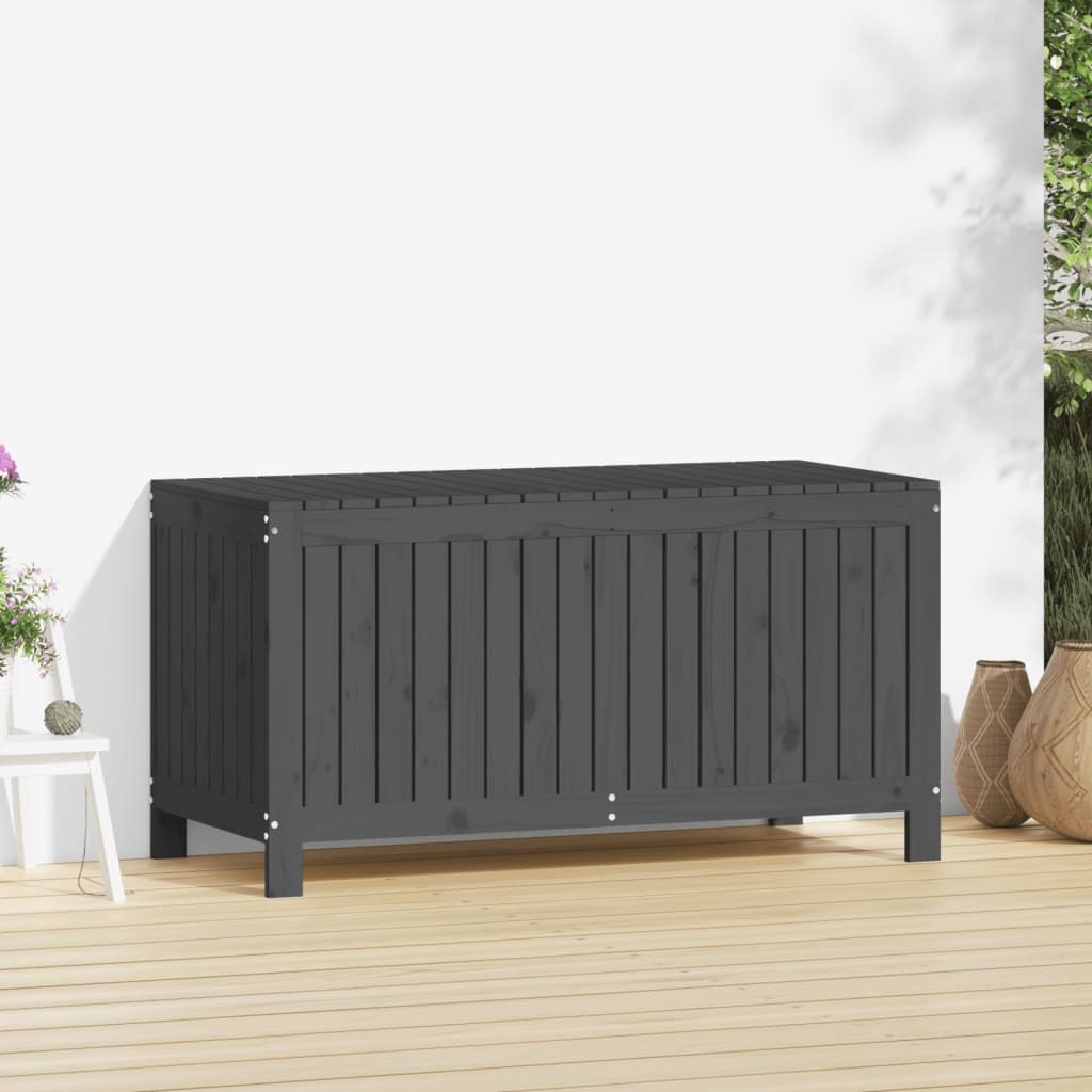 Gartentruhe Grau 76x42,5x54 cm Massivholz Kiefer