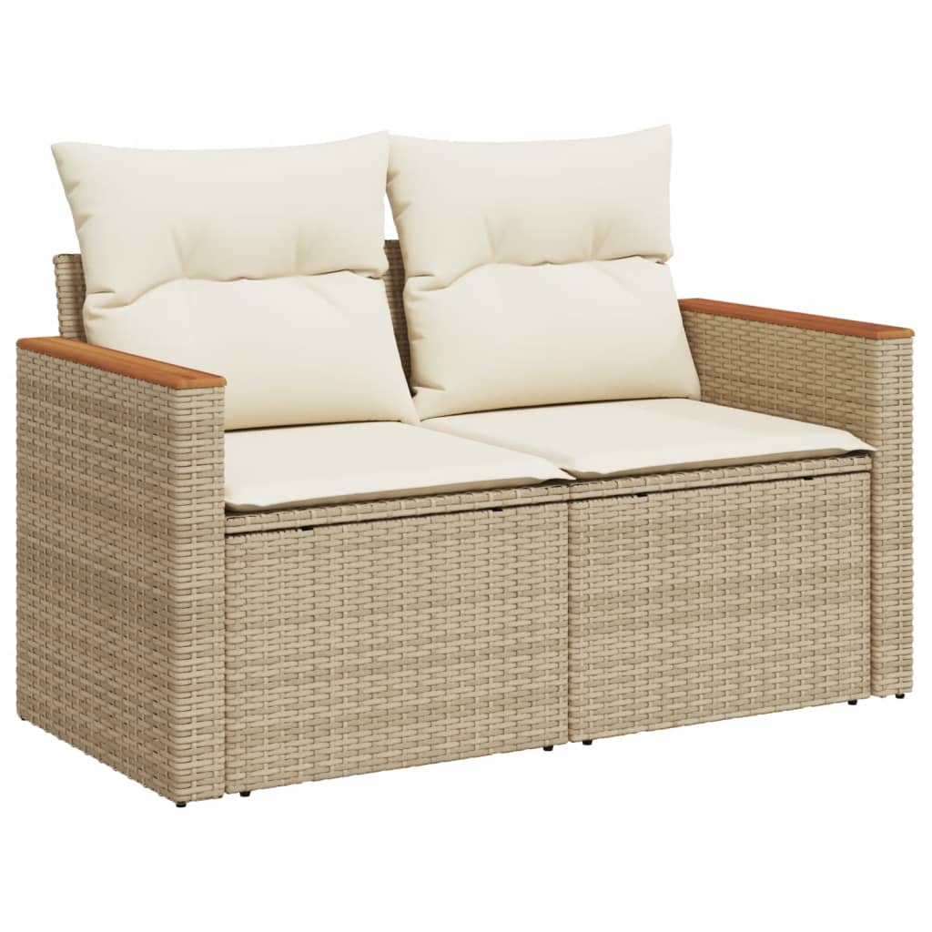 10-tlg. Garten-Sofagarnitur mit Kissen Schwarz Poly Rattan