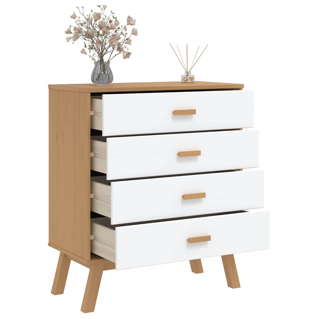 Schubladenschrank OLDEN Braun Massivholz Kiefer