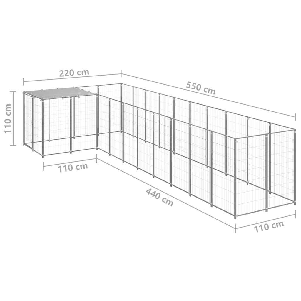 Hundezwinger Schwarz 7,26 m² Stahl