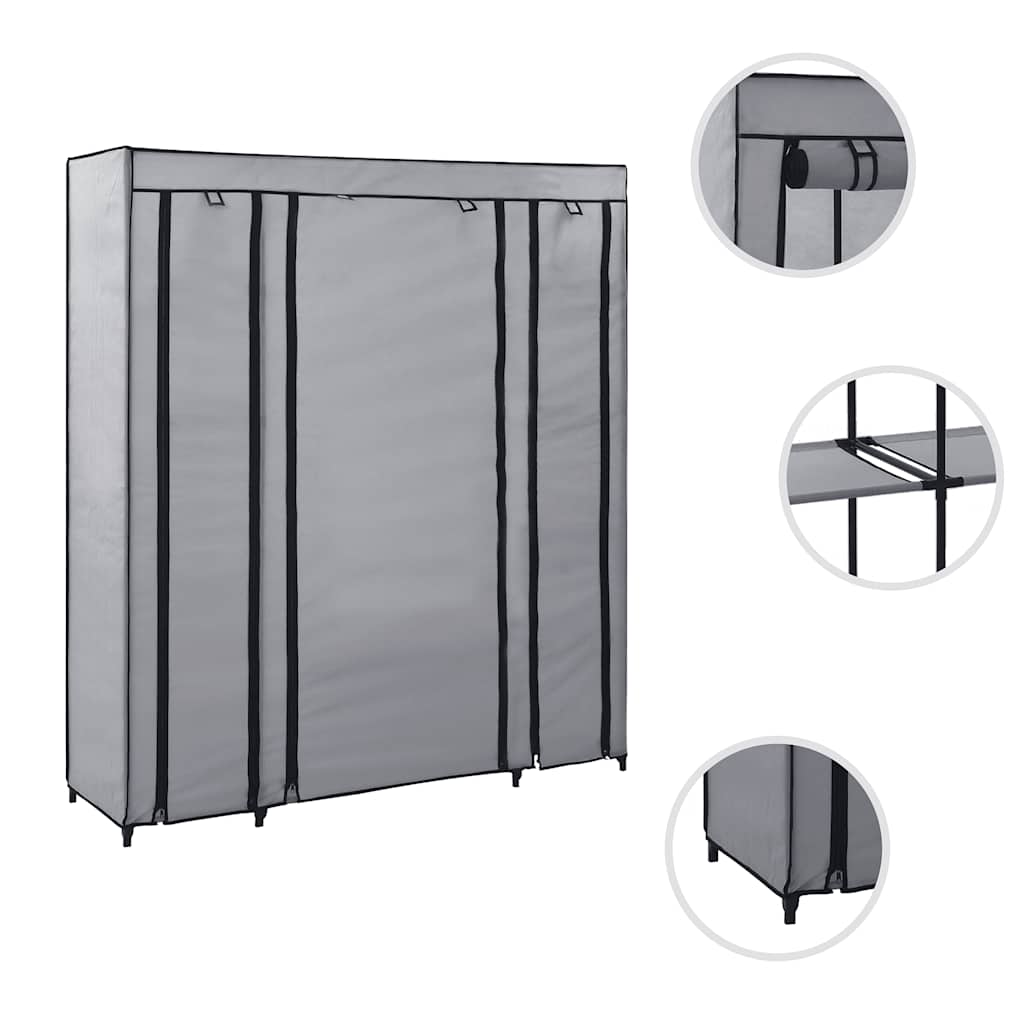 Stoffschrank mit Fächern Kleiderstangen Creme 150x45x176cm