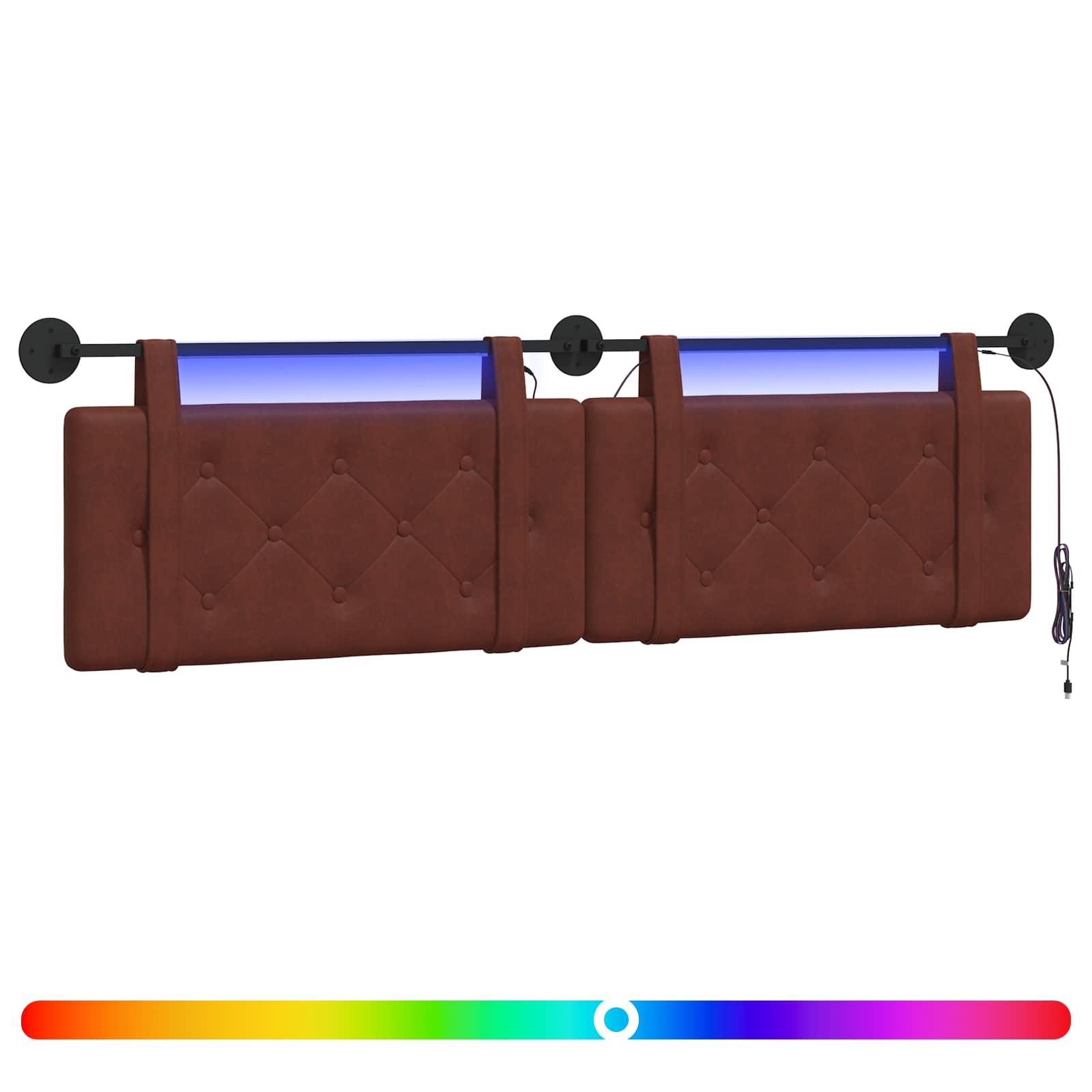 Hängendes Kopfteil Mit LED Licht Schwarz Antikes PU