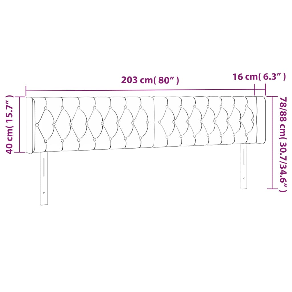 Kopfteil mit Ohren Dunkelblau 93x16x78/88 cm Samt