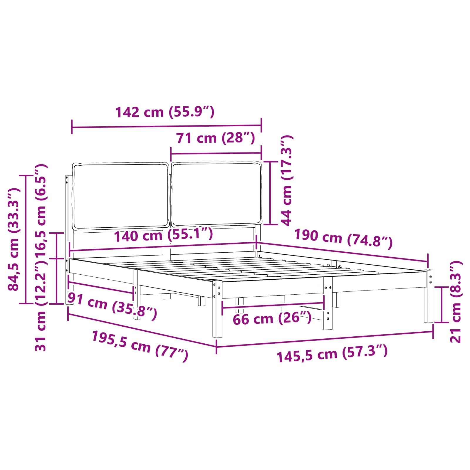 Bettgestell mit gepolstertem Kopfteil Hellgrau 200 x 200 cm