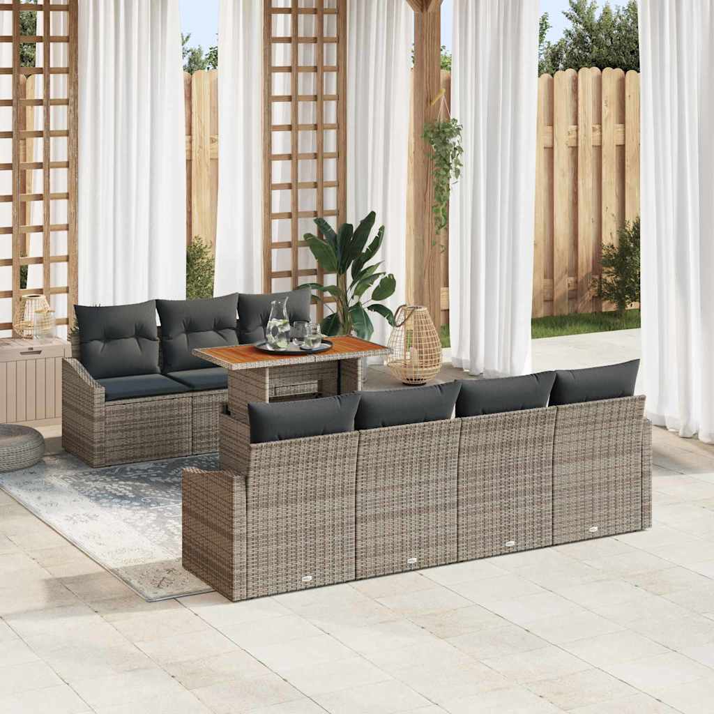 Garten Essgruppe mit Kissen 8 pcs Schwarz und Creme