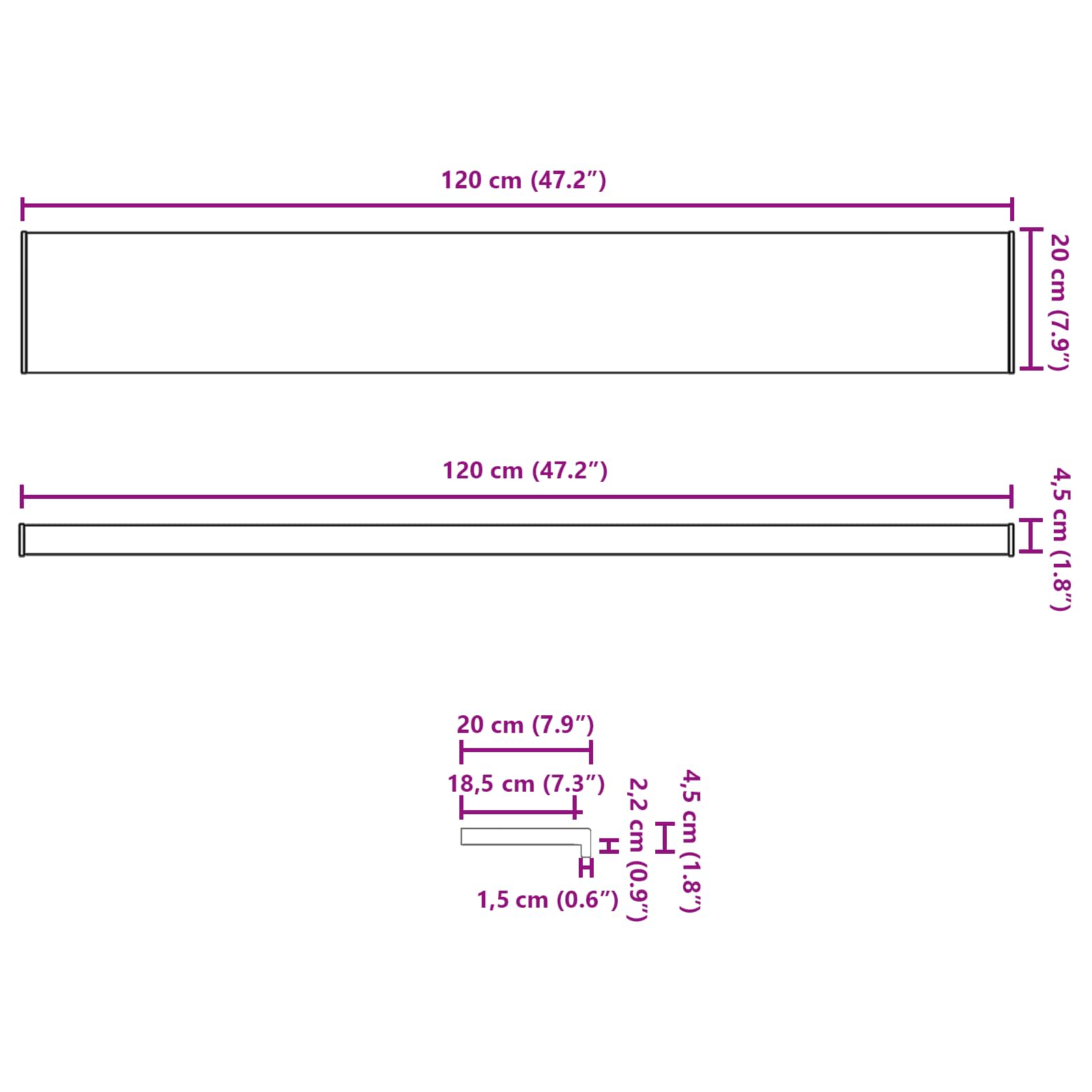 Fensterbank Weiß 60 x 10 x 4,5 cm PVC