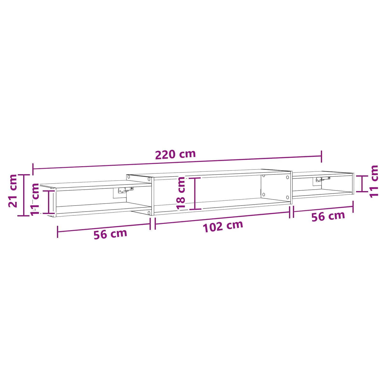 Wandmontierter TV-Schrank Wandhalterung Weiß 140 x 28 x 21 cm