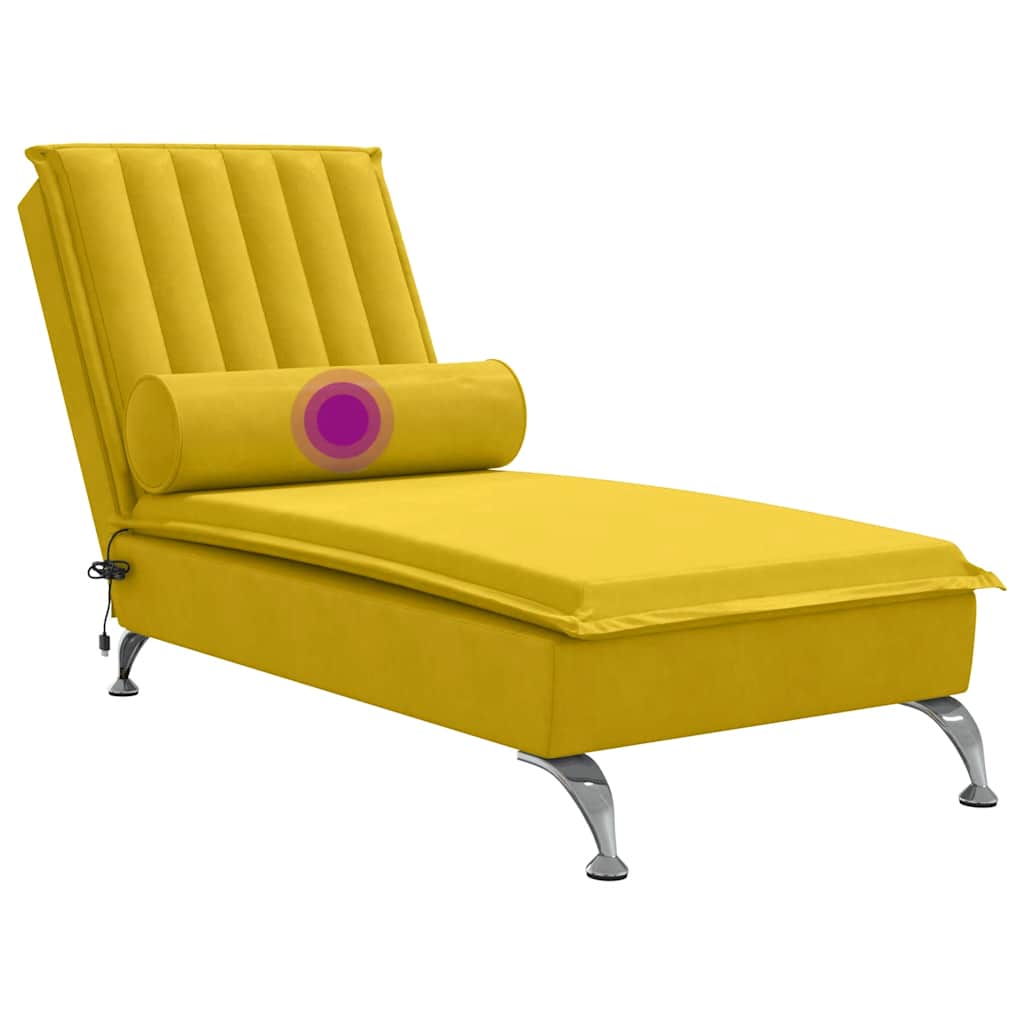 Massage-Chaiselongue mit Nackenrolle Hellgrau Samt