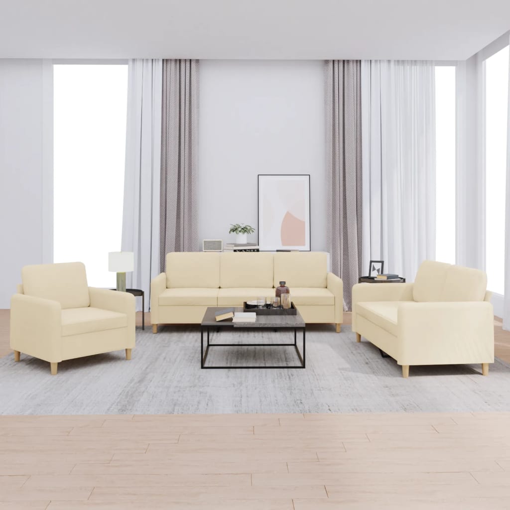 4-tlg. Sofagarnitur mit Kissen Braun Stoff