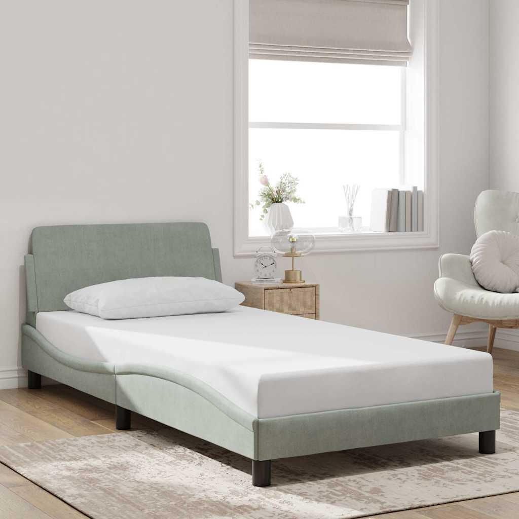 Bettgestell "Dover" Hellgrau 100x190 cm Samt