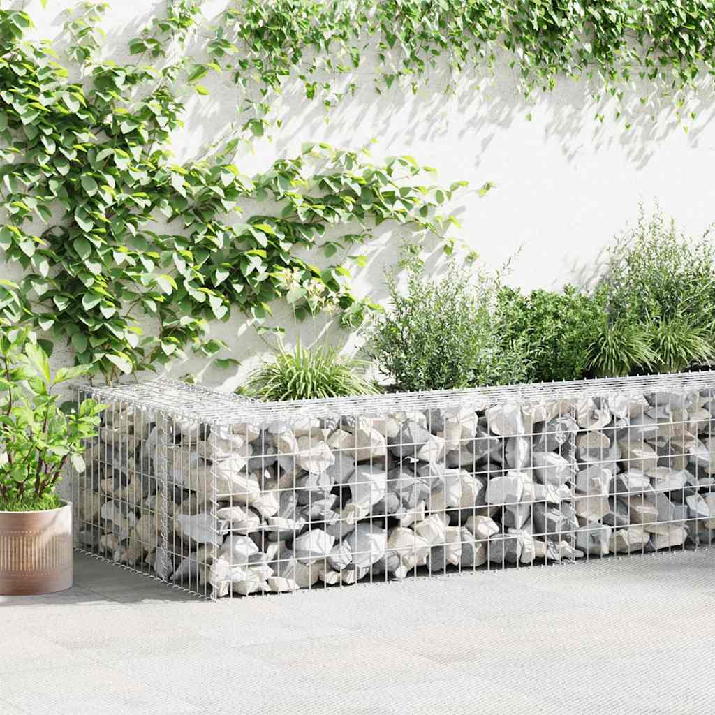 Gabionenwand mit Abdeckung Verzinkter Stahl 20×20×100 cm