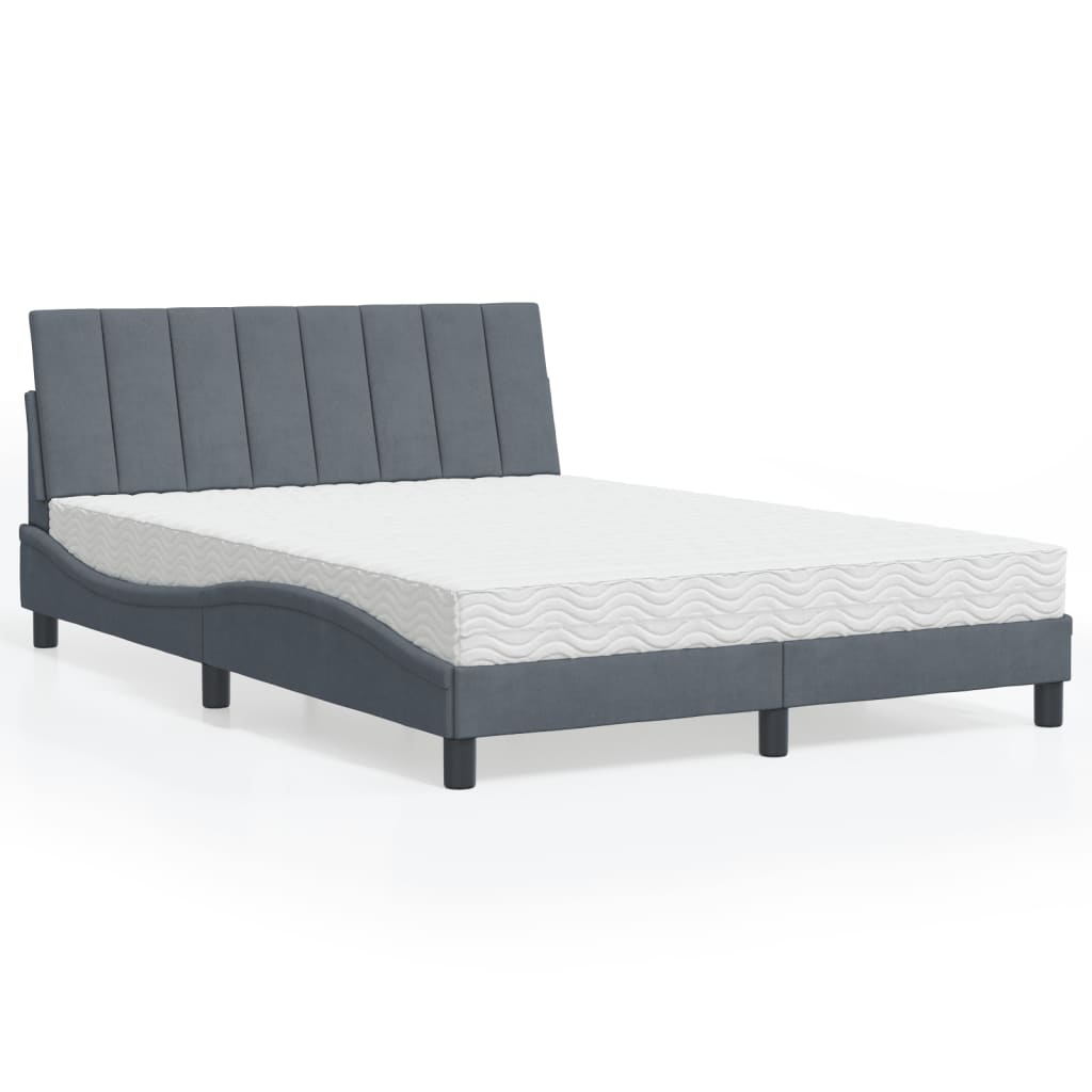 Bett mit Matratze "Hanko" Hellgrau 80x200 cm Samt