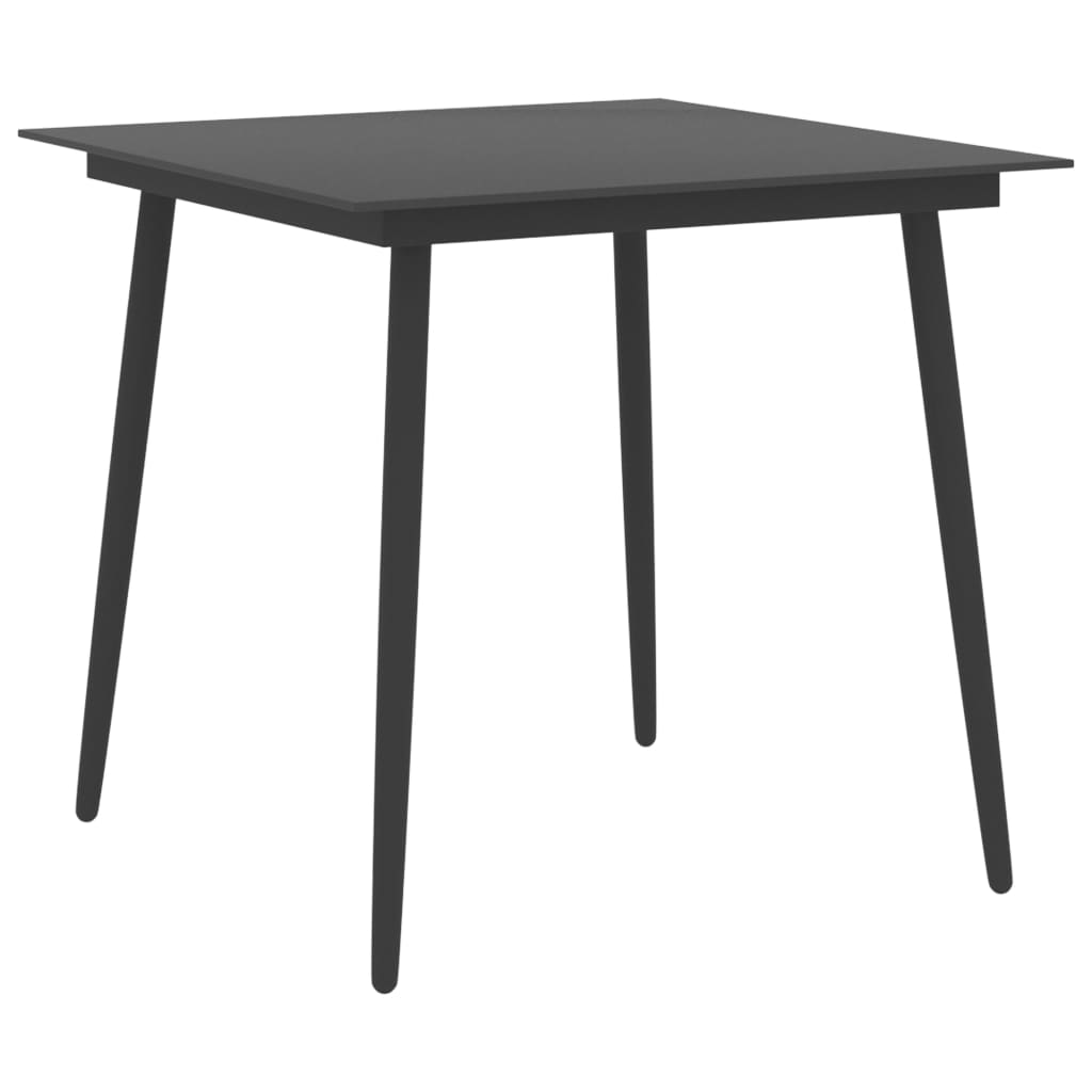 Garten-Esstisch Schwarz 150x90x74 cm Stahl und Glas