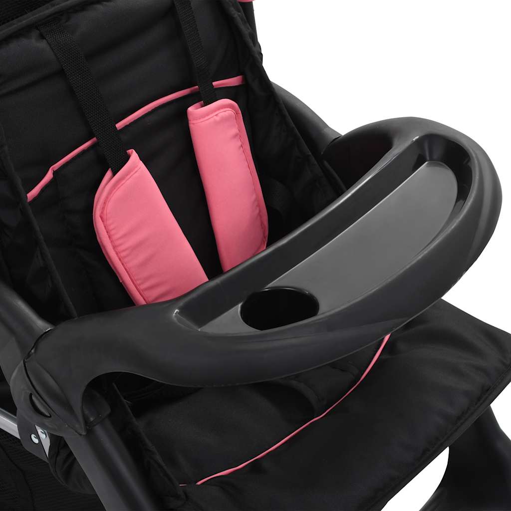 Tandem-Kinderwagen Stahl Rot und Schwarz