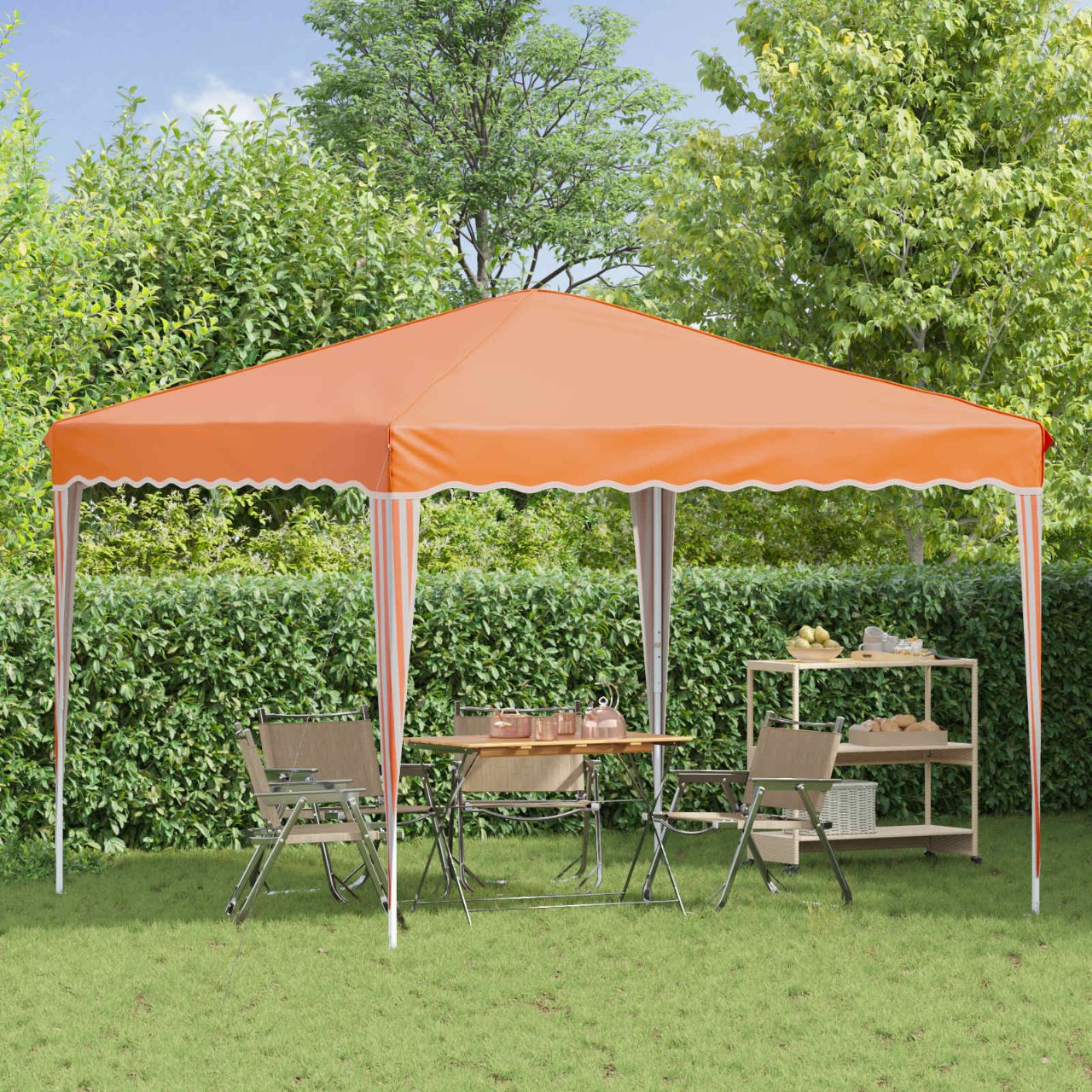 Pop-up Partyzelt 288 x 288 x 245 cm Creme Oxford-Stoff