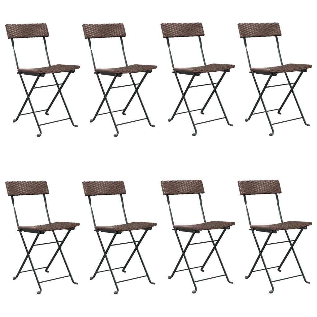 Bistrostühle 4 Stk. Klappbar Schwarz Poly Rattan und Stahl