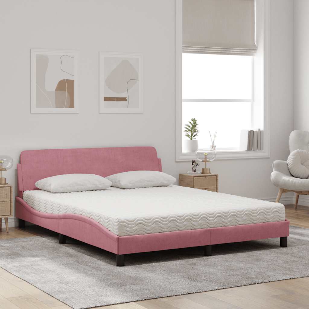 Bett mit Matratze "Dover" Hellgrau 80x200 cm Samt