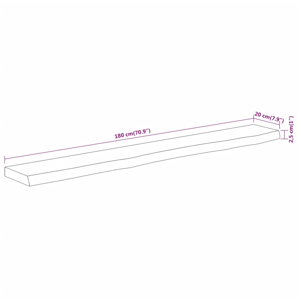 Wandregal 40x20x2,5 cm Rechteckig Massivholz Akazie Baumkante