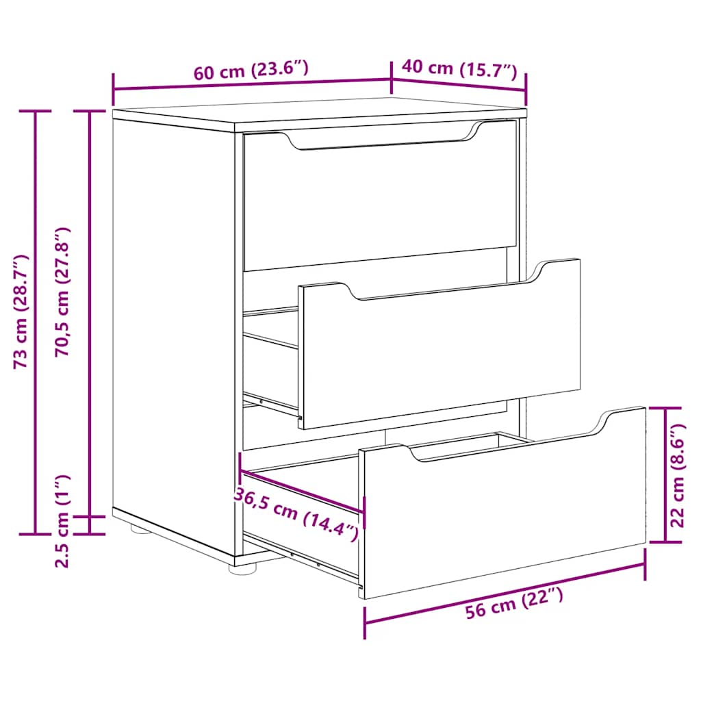Sideboard VISNES Weiß 60x40x73 cm Holzwerkstoff