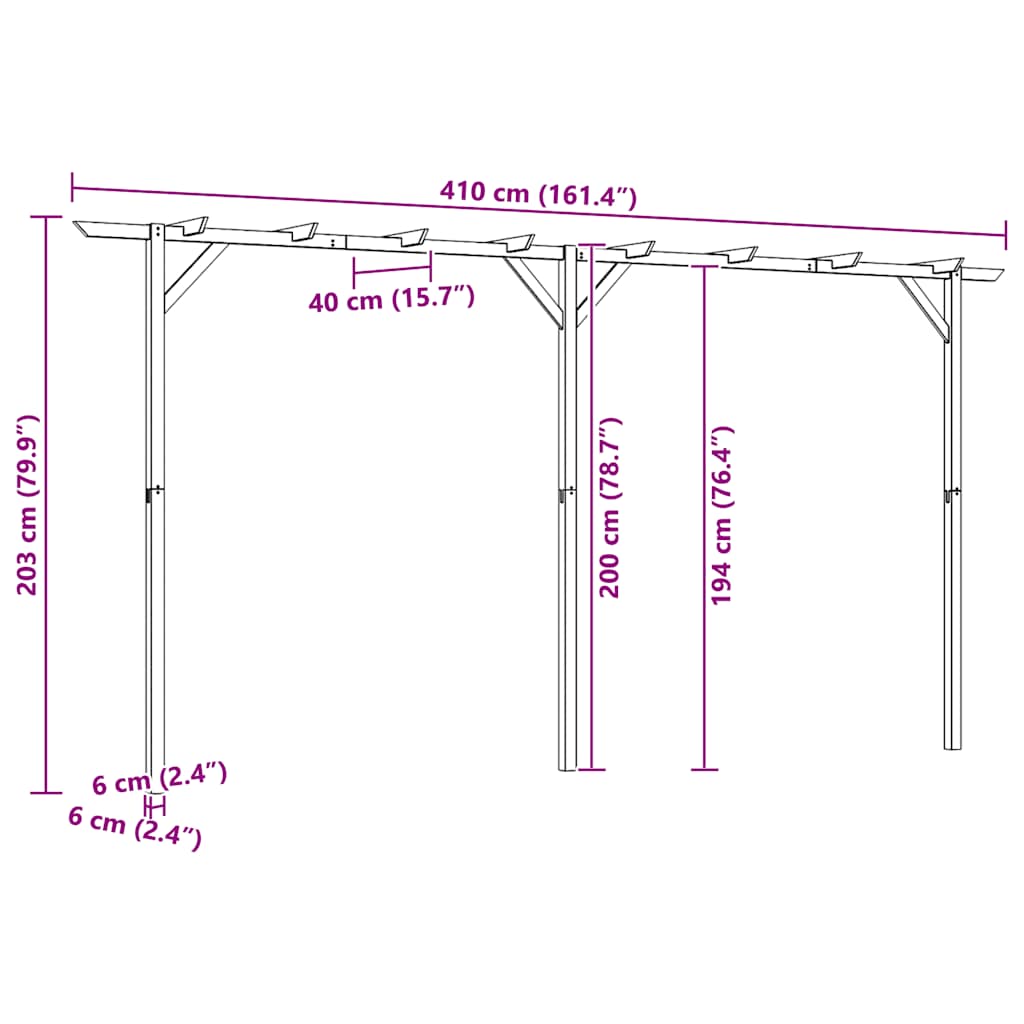 Gartenpergola 205x40x203 cm Holz