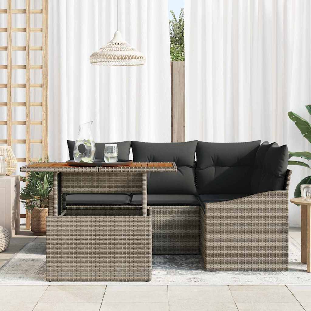 Garten Essgruppe mit Kissen 5 pcs Schwarz und Creme