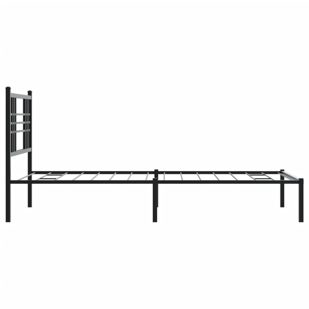 Bettgestell mit Kopf- und Fußteil Metall Schwarz 90x200 cm