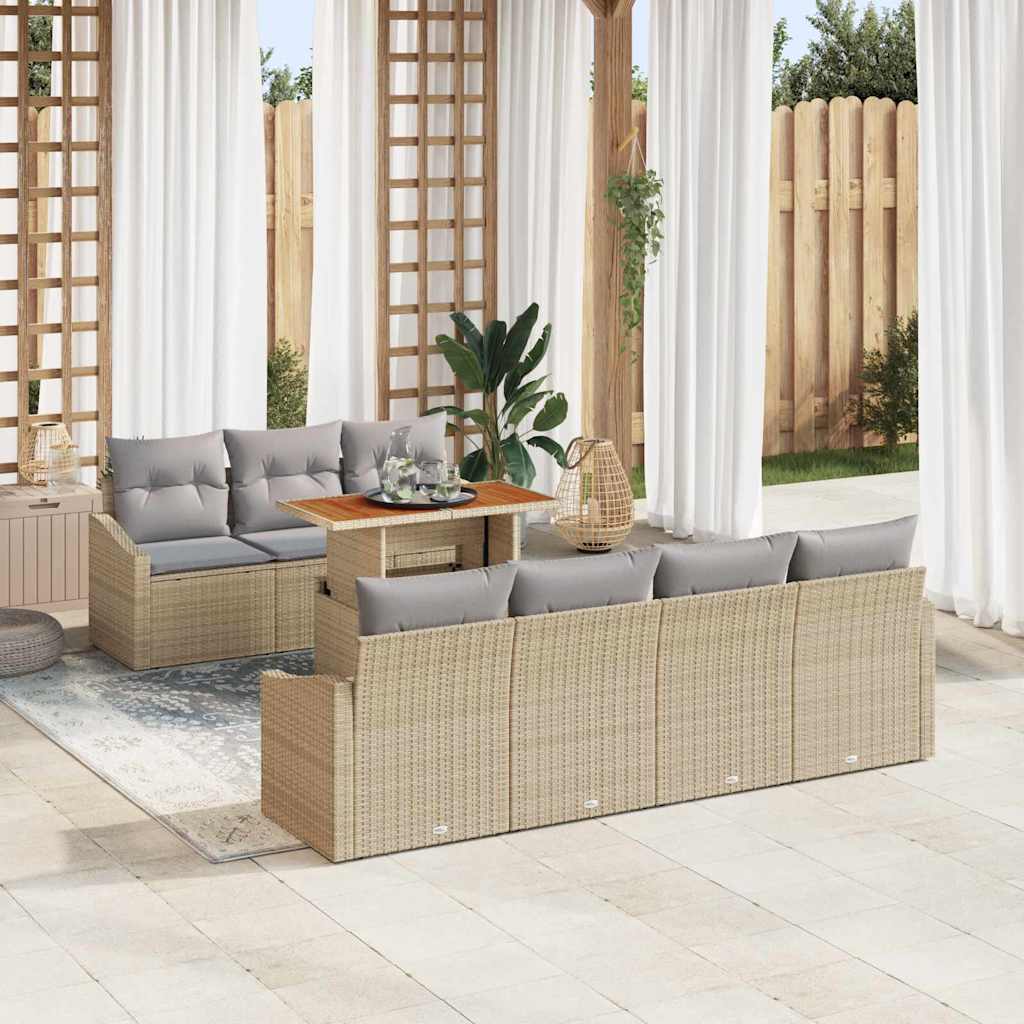 Garten Essgruppe mit Kissen 8 pcs Schwarz und Creme