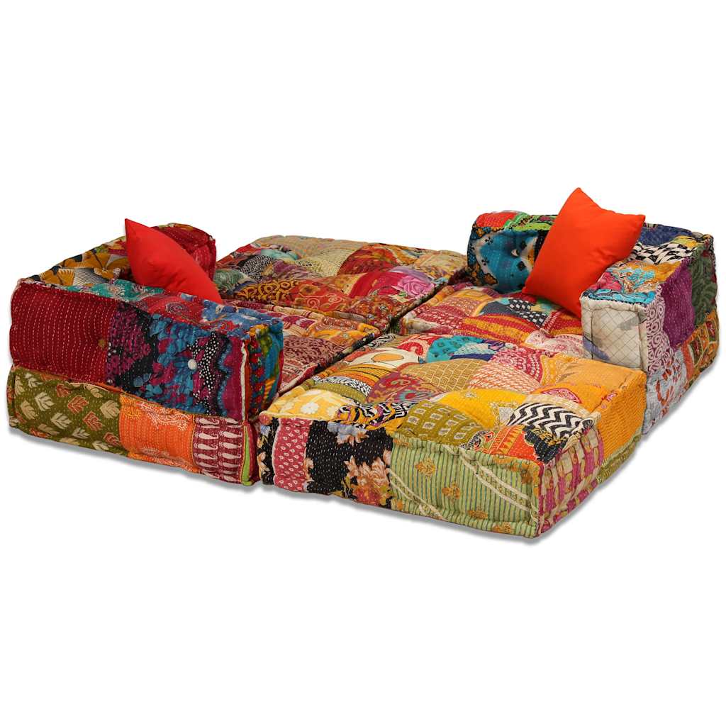 2-Sitzer Modularer Pouf Patchwork Stoff