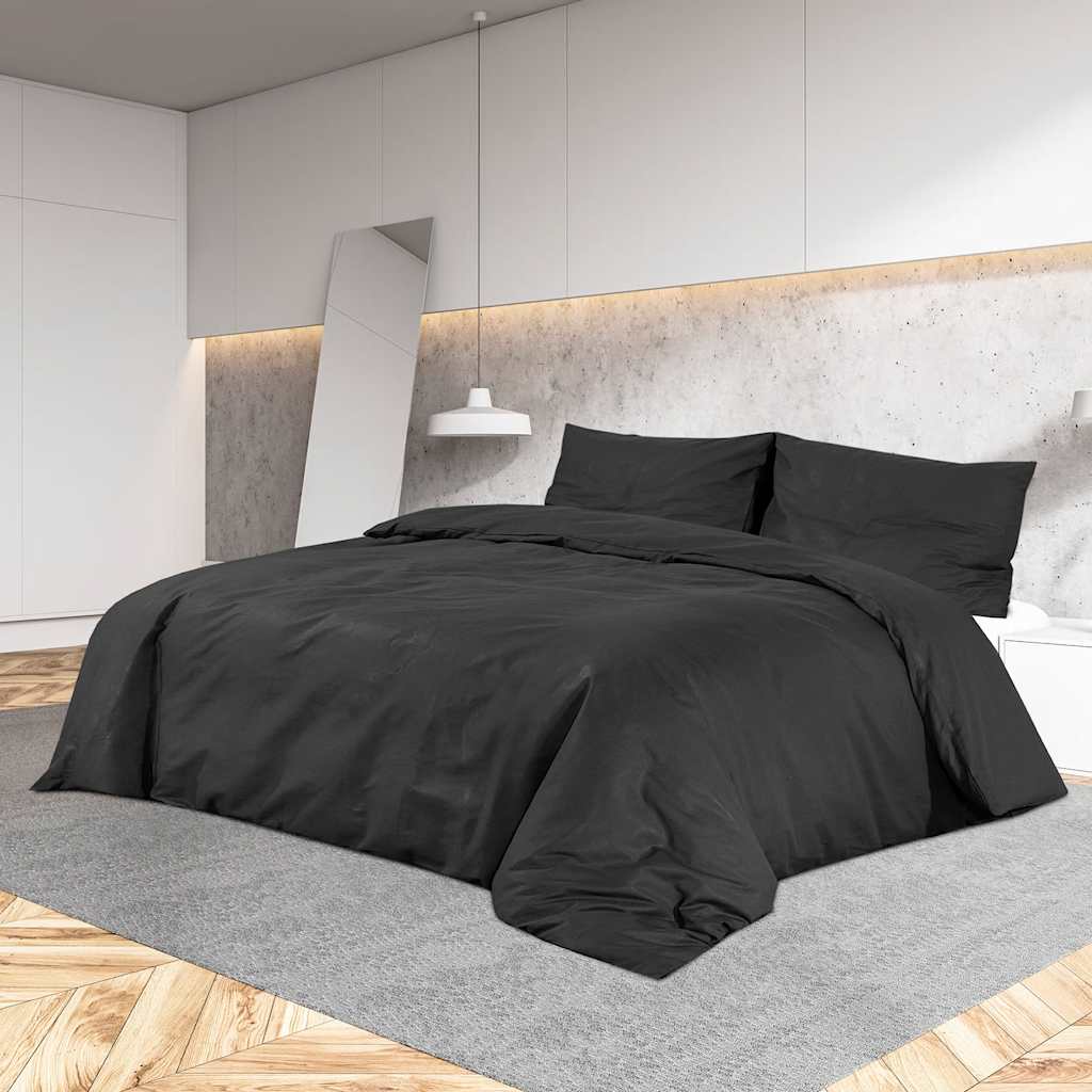 Bettwäsche-Set Anthrazit 140x200 cm Leichte Mikrofaser