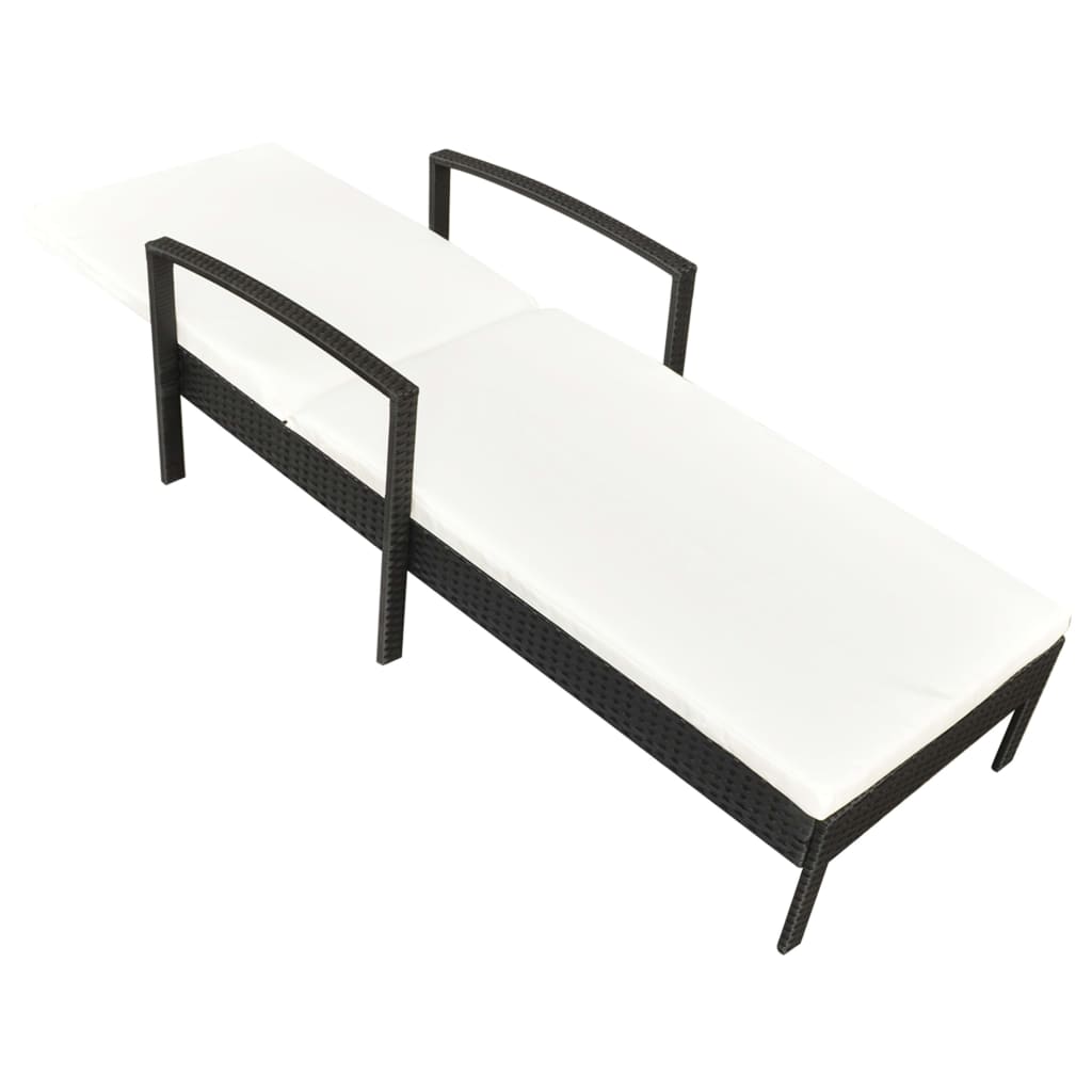 Sonnenliege mit Armlehnen Poly Rattan Grau