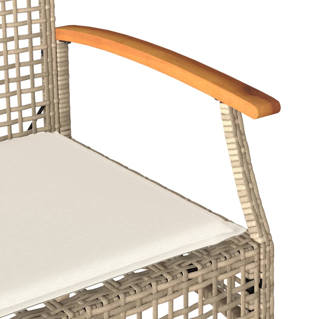 Gartenbank mit Kissen Schwarz Poly Rattan Akazienholz