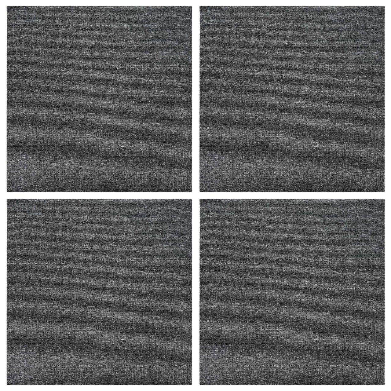 Teppichfliese Hellgrau mit Streifen 50 x 50 cm 4 pcs