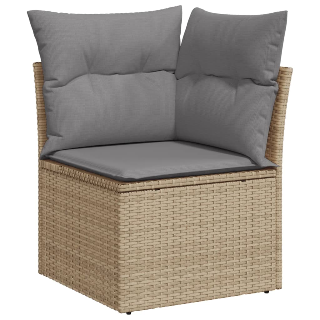 11-tlg. Garten-Sofagarnitur mit Kissen Schwarz Poly Rattan