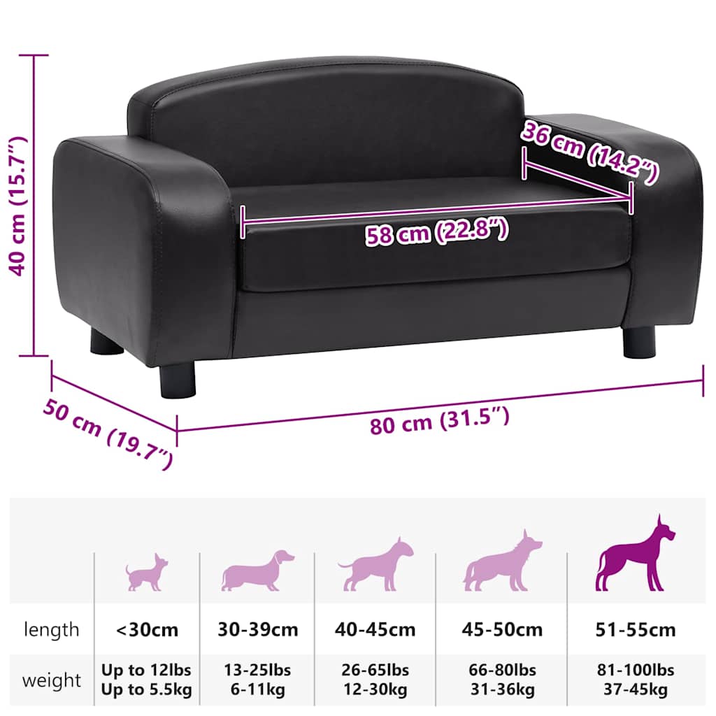 Hundesofa Grau 80x50x40 cm Kunstleder