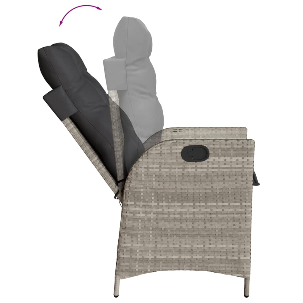 Gartensessel Verstellbar mit Kissen Schwarz Poly Rattan