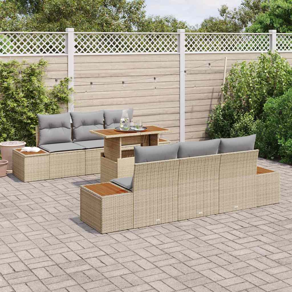 Garten Essgruppe mit Kissen 7 pcs Schwarz und Beige